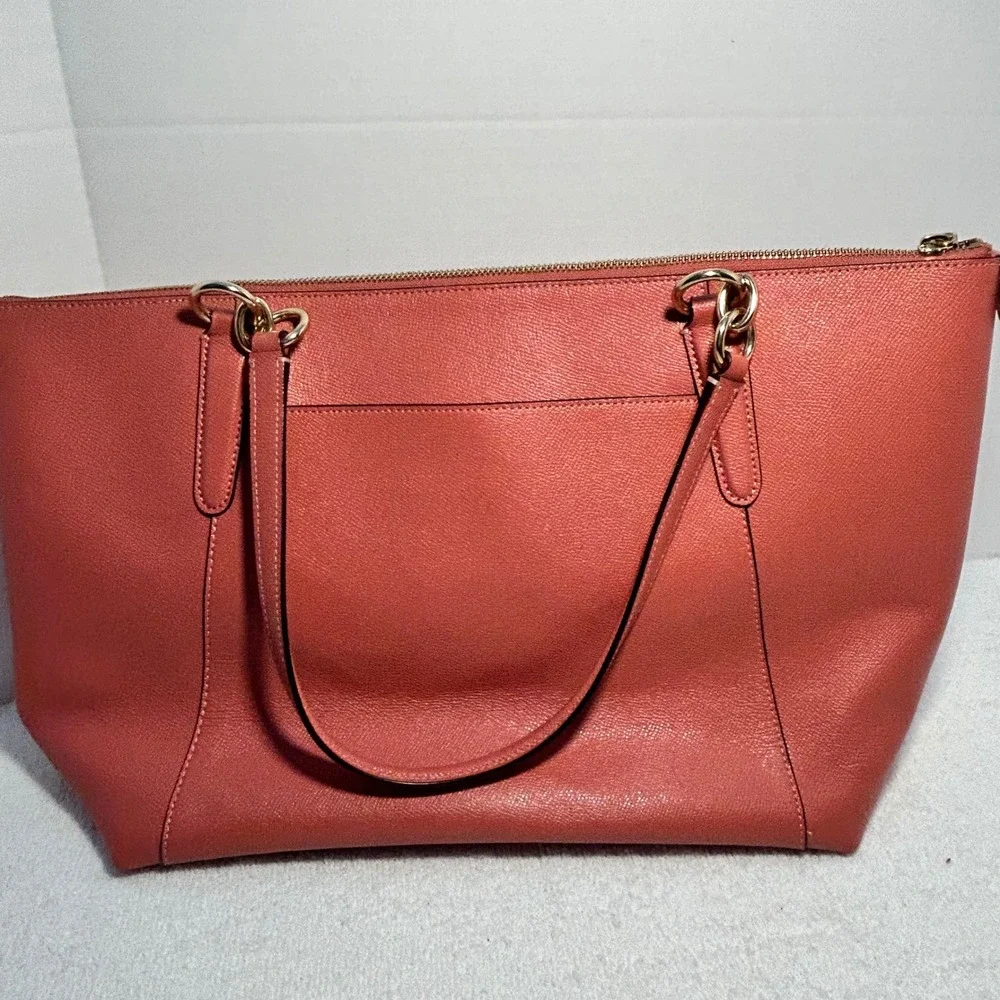 Coach Ava Tote Coral Pink Crossgrain Leather Shoulder Bag F57526 Gold Hardware